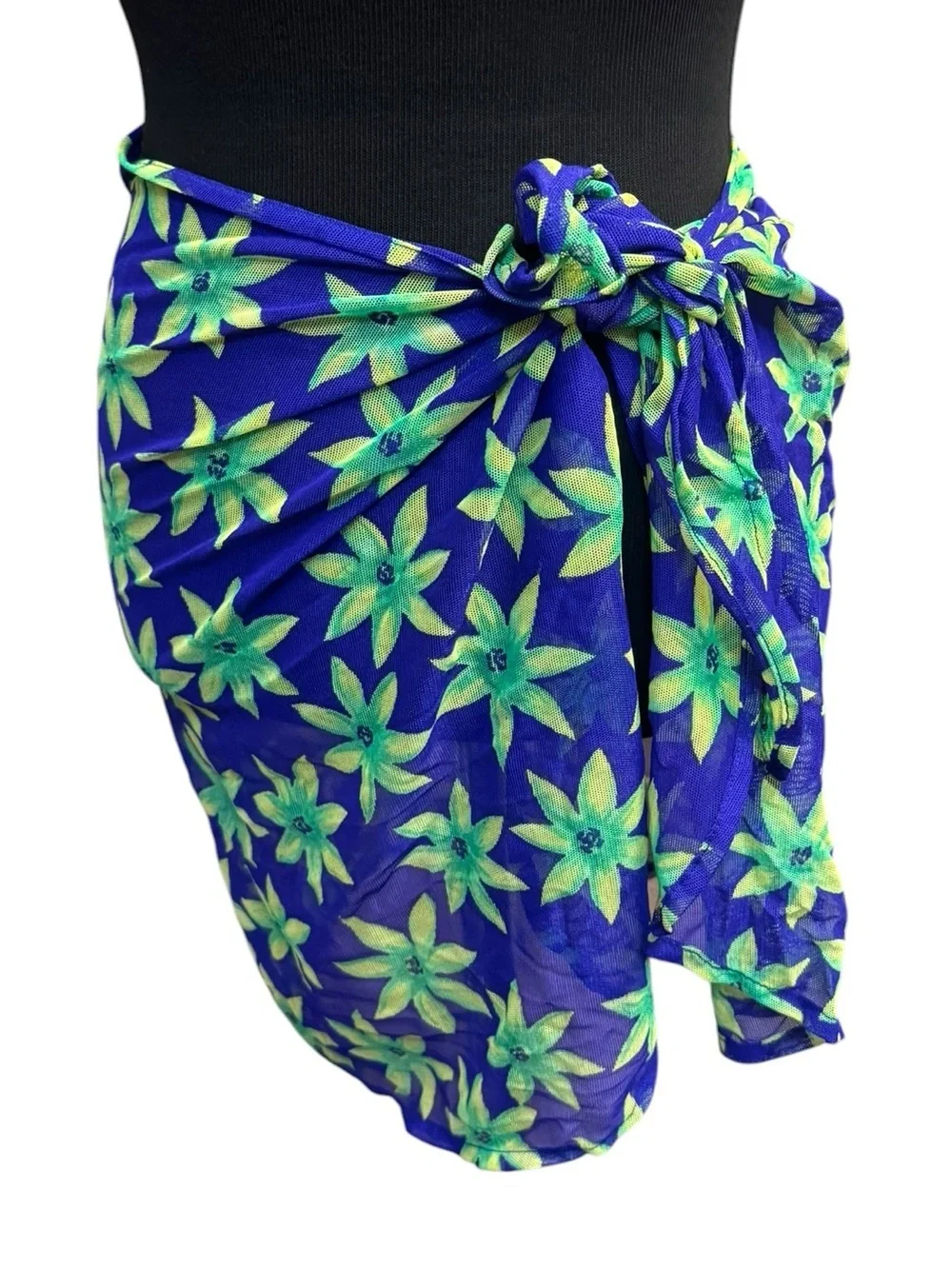 PACIFIC CONNECTIONS Sarong Swimsuit Coverup Skirt Hibiscus Floral Purple Green